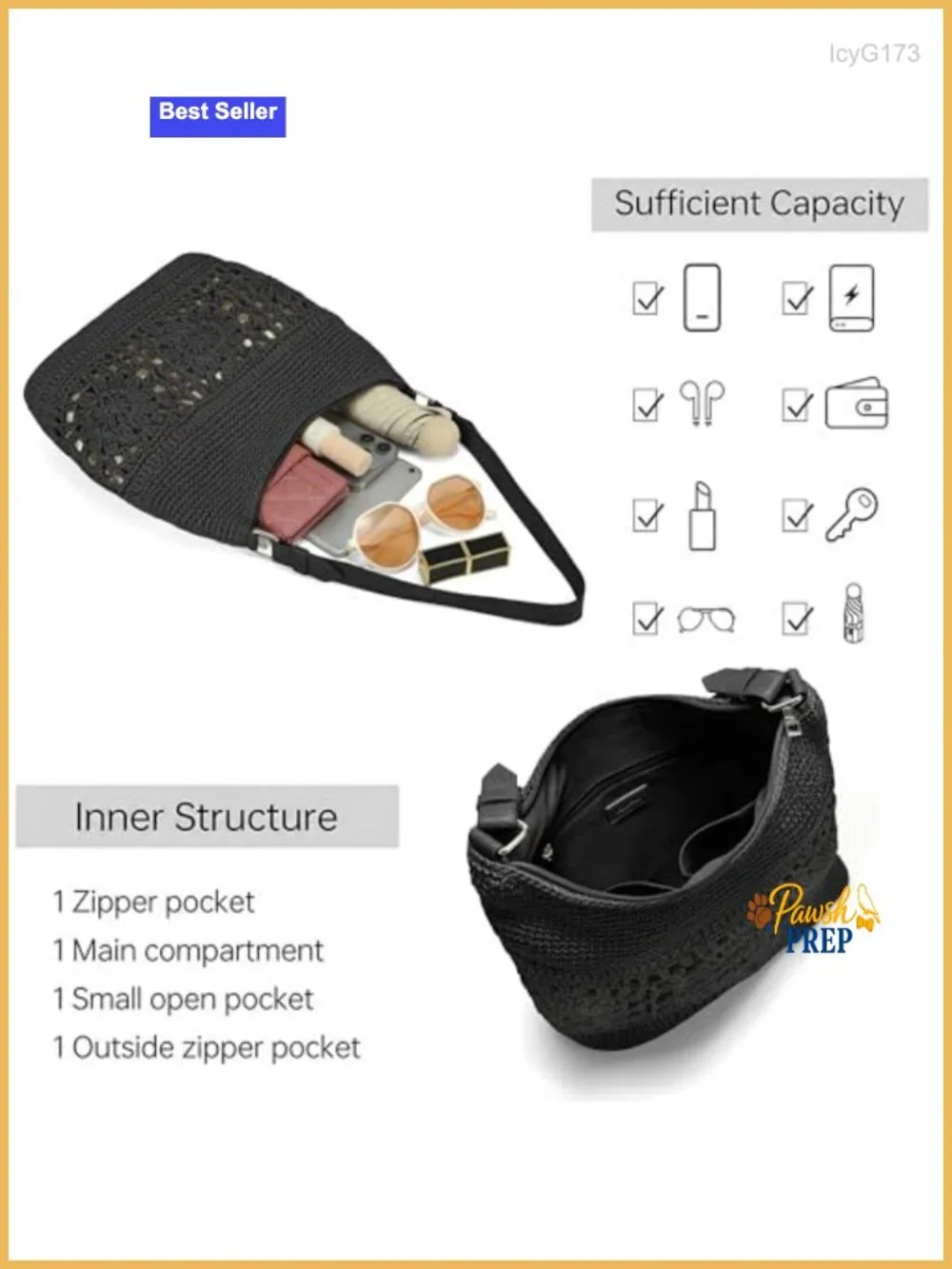 Crochet Hobo Purse Women Woven Shoulder Bag Tote Handbag Boho